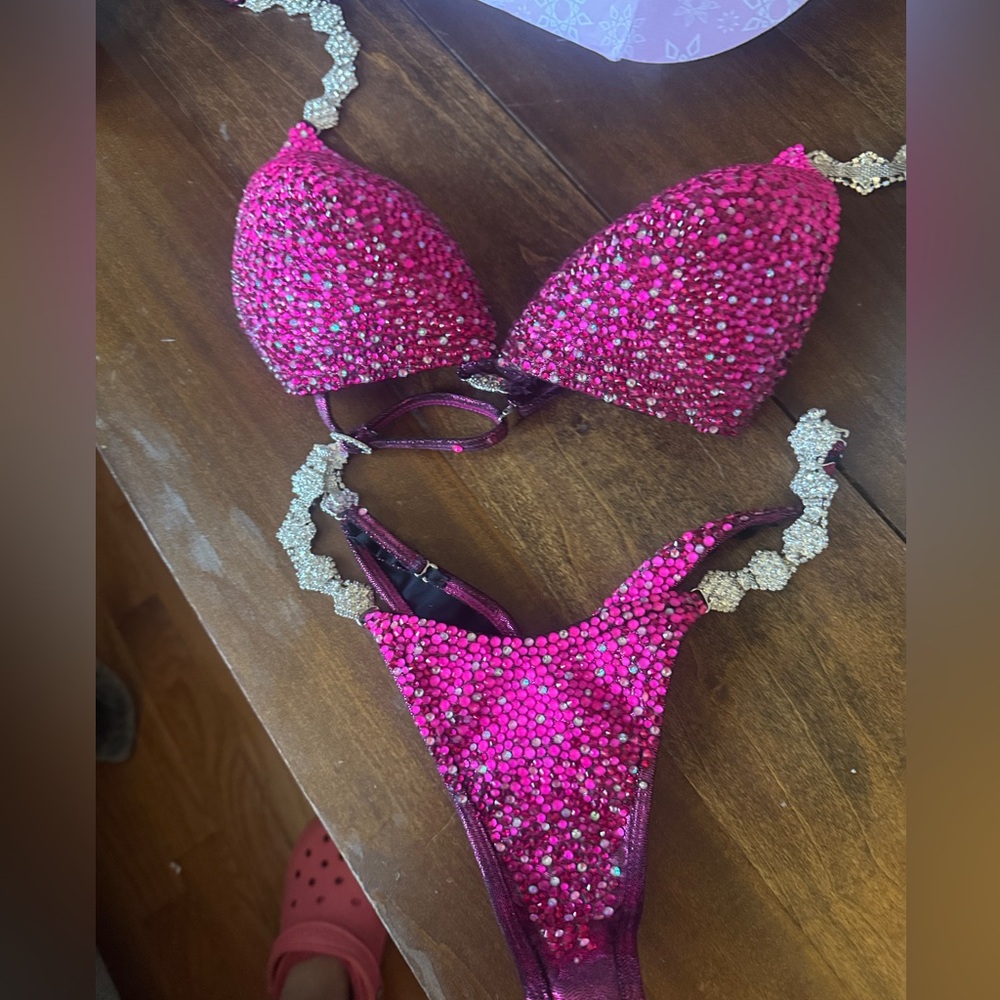 Muscle dazzle pink crystallized  competition bikini